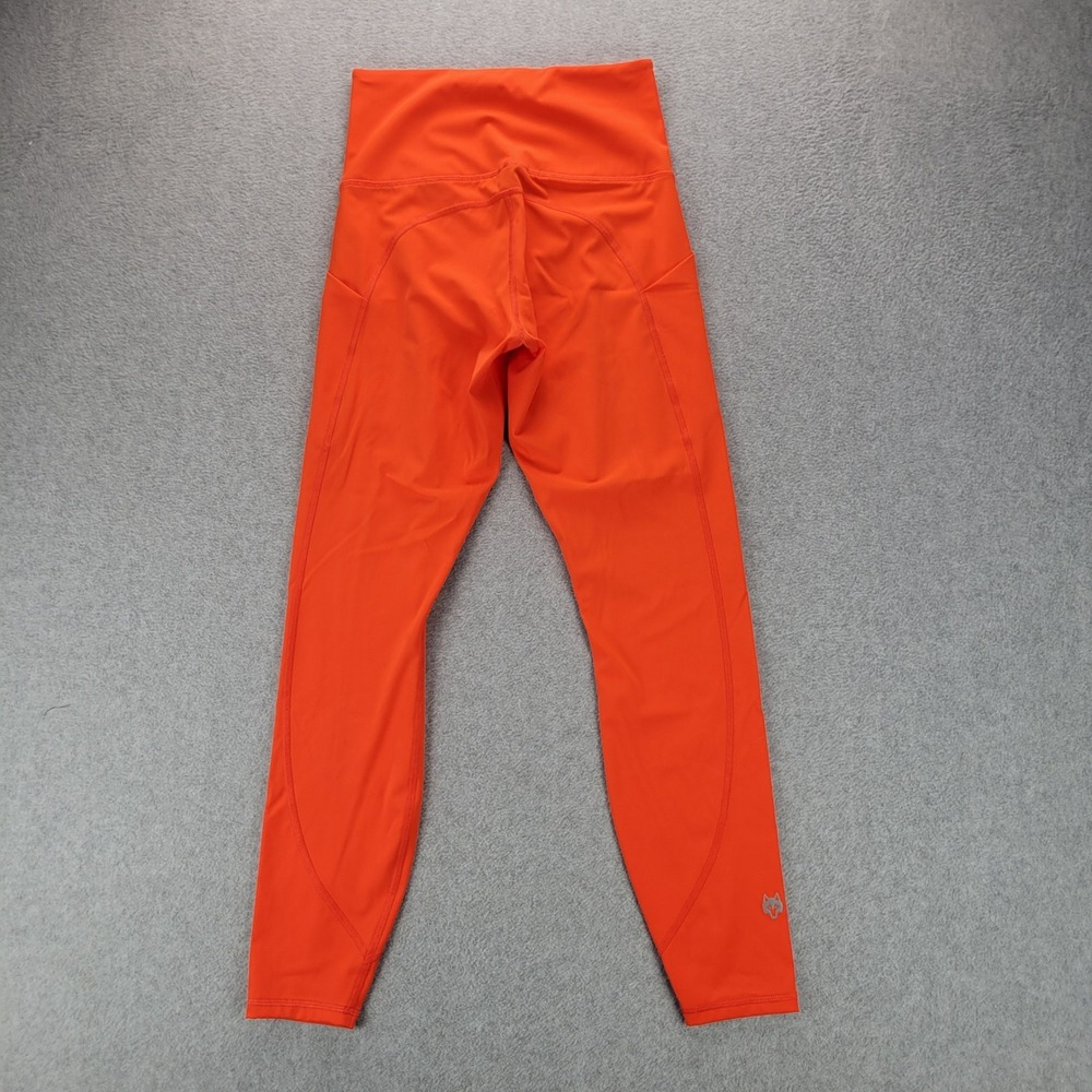 Greyson Womens High Rise Side Pocket Athletic Leggings Orange Small